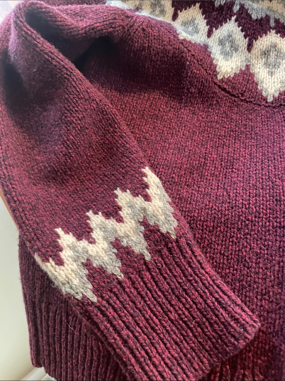 Eddie Bauer Maroon Zip-Up Nordic Turtleneck Sweater - Picture 2 of 4